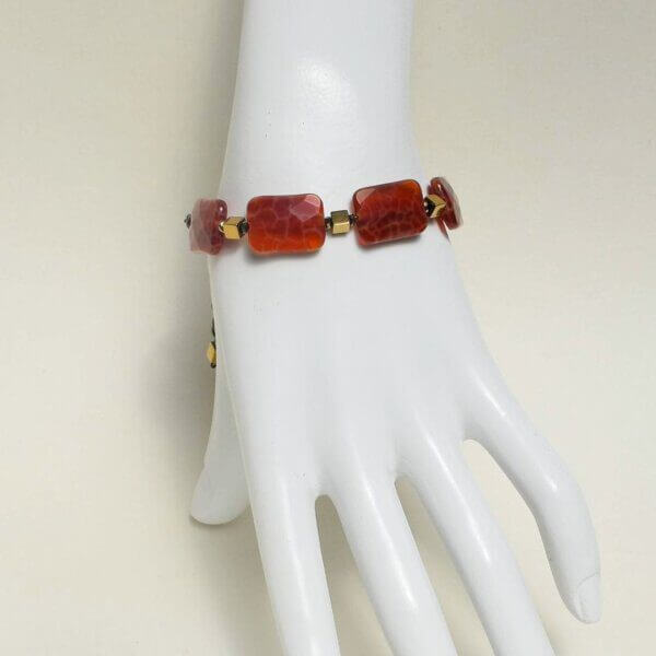 Fire Agate Bracelet 6 1/2" + 1 1/2" Adjustable Length - Image 4