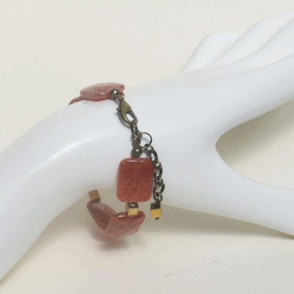Fire Agate Bracelet 6 1/2" + 1 1/2" Adjustable Length - Image 7
