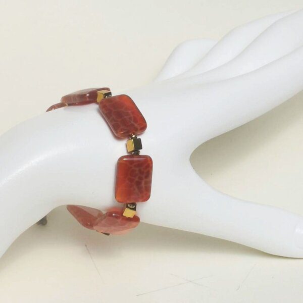 Fire Agate Bracelet 6 1/2" + 1 1/2" Adjustable Length - Image 6