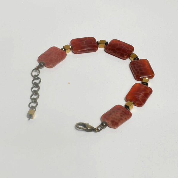 Fire Agate Bracelet 6 1/2" + 1 1/2" Adjustable Length - Image 8