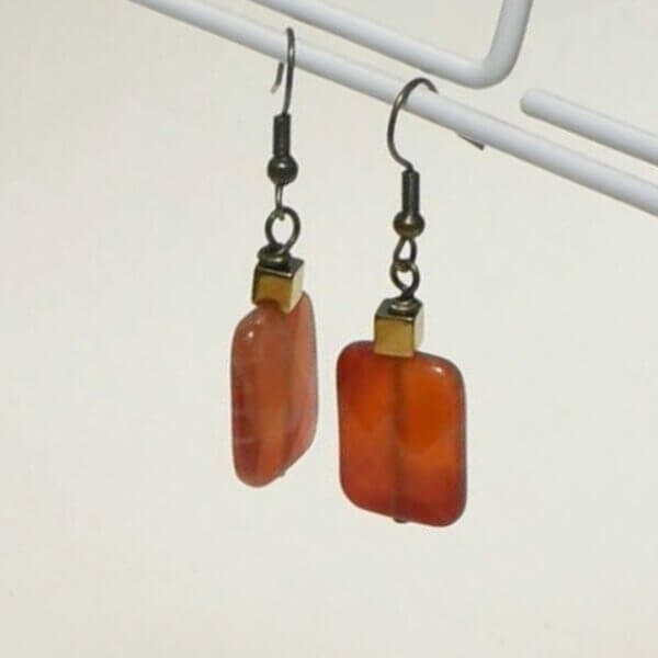 Fire Agate Earring, 1 1/2" Length - Image 3