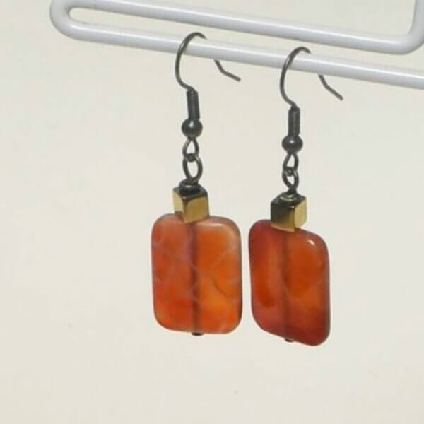 Fire Agate Earring, 1 1/2" Length - Image 2