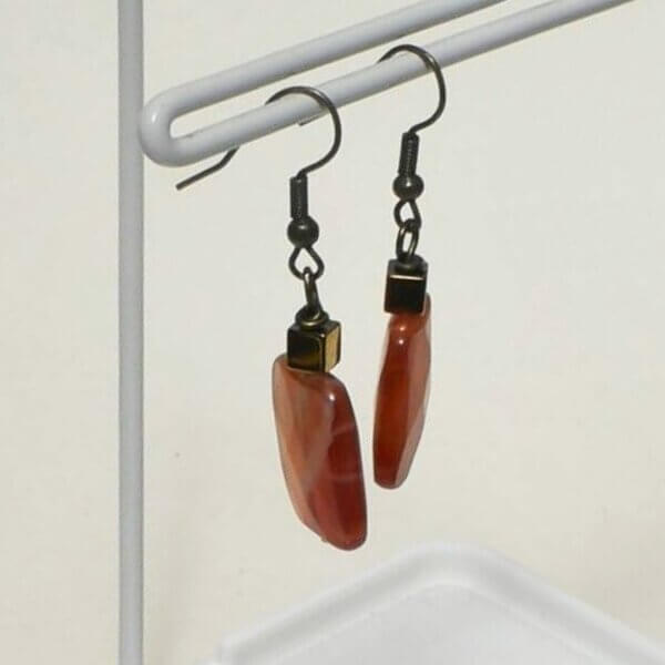 Fire Agate Earring, 1 1/2" Length - Image 5