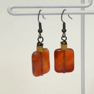 Fire Agate Earring, 1 1/2" Length