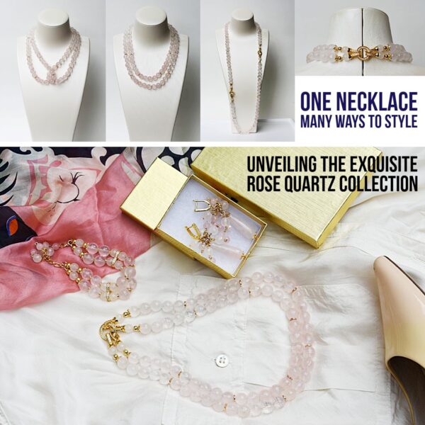 Rose Quartz Double Layer Necklace Set 16"/18" Lengths - Image 14