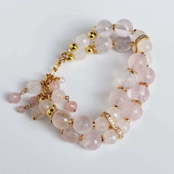 Rose Quartz Double Strand Bracelet 6–7" Adjustable