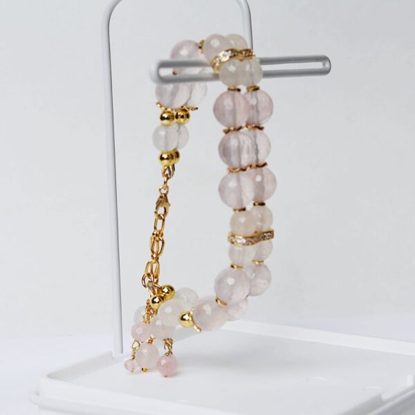 Rose Quartz Double Strand Bracelet 6–7" Adjustable - Image 2