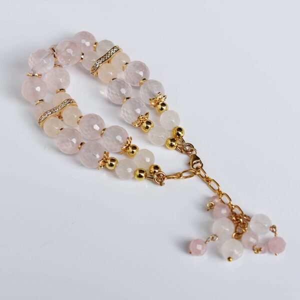 Rose Quartz Double Strand Bracelet 6–7" Adjustable - Image 4