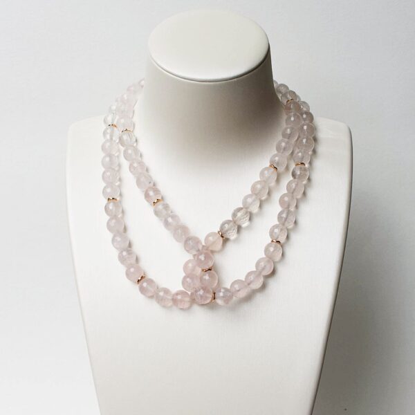 Rose Quartz Double Layer Necklace Set 16"/18" Lengths - Image 4