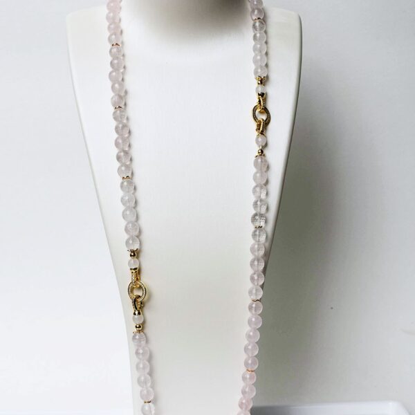 Rose Quartz Double Layer Necklace Set 16"/18" Lengths - Image 11