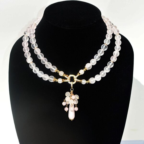 Rose Quartz Double Layer Necklace Set 16"/18" Lengths - Image 13