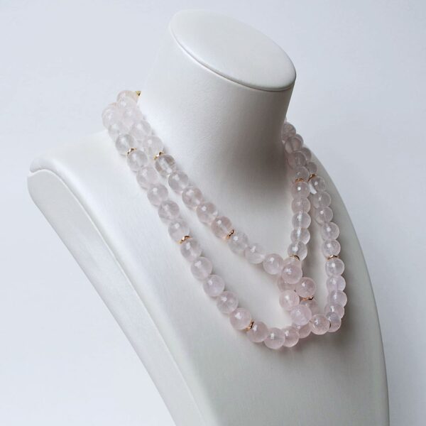 Rose Quartz Double Layer Necklace Set 16"/18" Lengths - Image 5