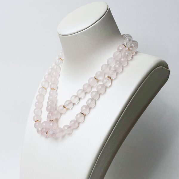 Rose Quartz Double Layer Necklace Set 16"/18" Lengths - Image 6