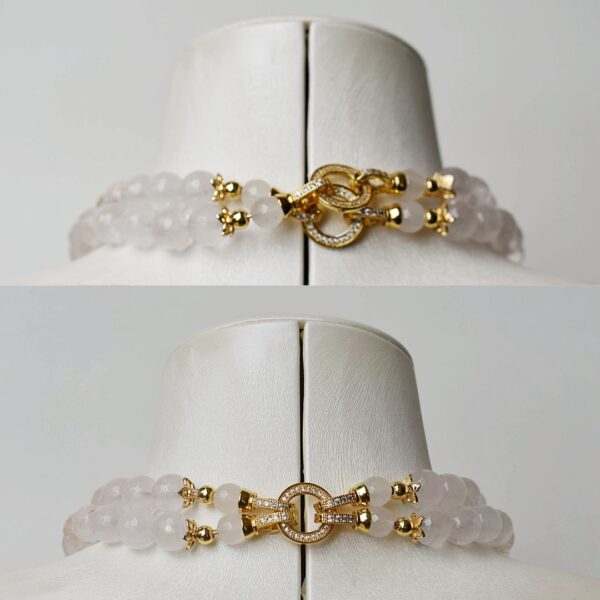 Rose Quartz Double Layer Necklace Set 16"/18" Lengths - Image 7