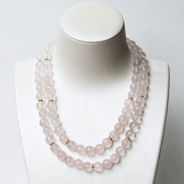 Rose Quartz Double Layer Necklace Set 16"/18" Lengths