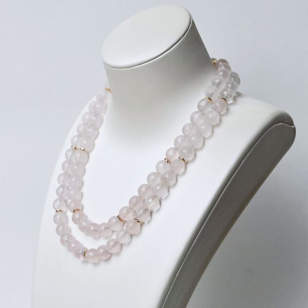 Rose Quartz Double Layer Necklace Set 16"/18" Lengths - Image 3