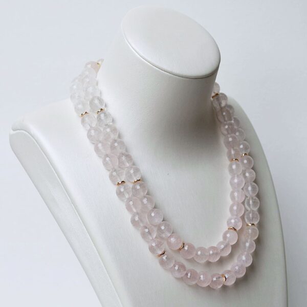 Rose Quartz Double Layer Necklace Set 16"/18" Lengths - Image 2