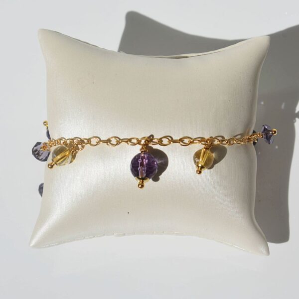 Amethyst + Citrine Charm Bracelet 6 1/2" - 7 1/2" Adjustable - Image 2