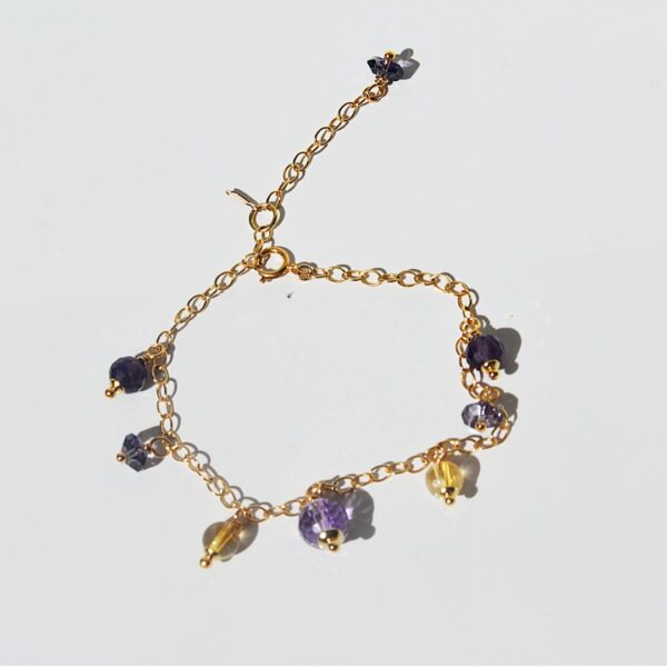 Amethyst + Citrine Charm Bracelet 6 1/2" - 7 1/2" Adjustable - Image 3