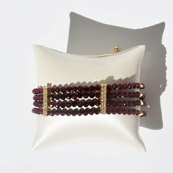 Garnet 4 Rows Bracelet, 6 3/4" + 1 3/4" Adjustable Length - Image 2