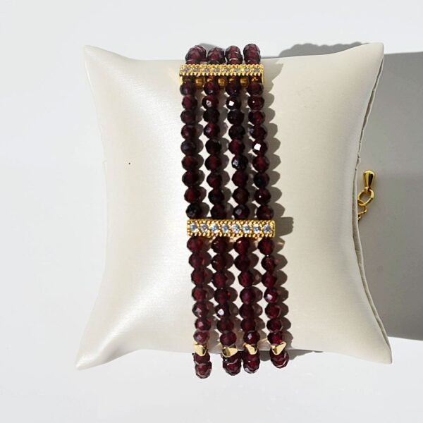 Garnet 4 Rows Bracelet, 6 3/4" + 1 3/4" Adjustable Length - Image 3
