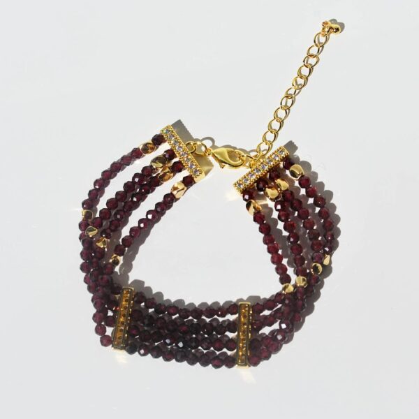 Garnet 4 Rows Bracelet, 6 3/4" + 1 3/4" Adjustable Length - Image 4