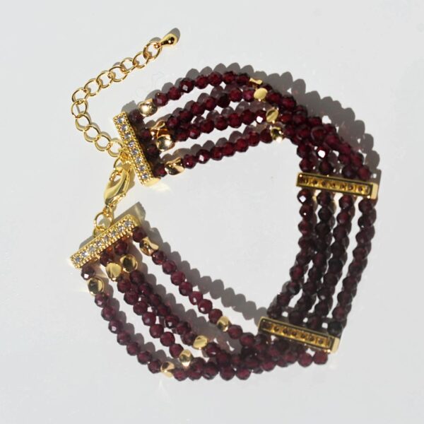 Garnet 4 Rows Bracelet, 6 3/4" + 1 3/4" Adjustable Length - Image 5