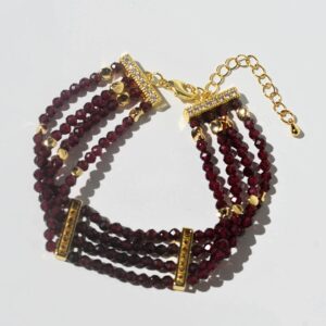 Garnet 4 Rows Bracelet, 6 3/4" + 1 3/4" Adjustable Length