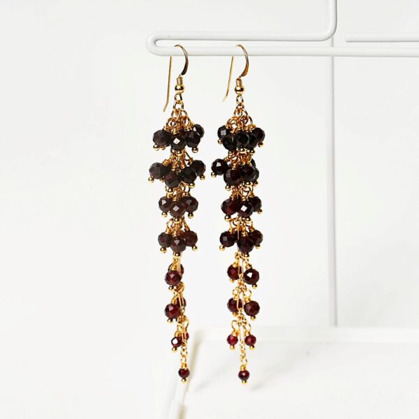 Garnet Earrings, 3 1/2" Length