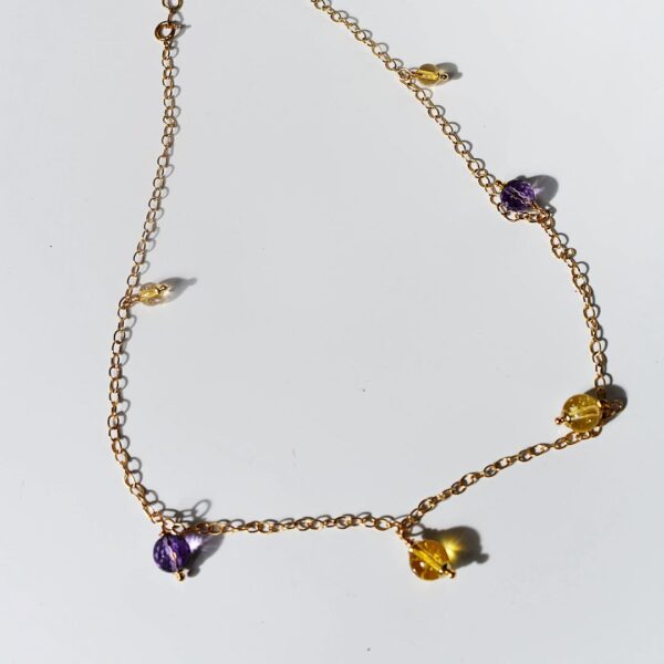 Amethyst + Citrine Charm Necklace with Pendant 16" - 18" - Image 5