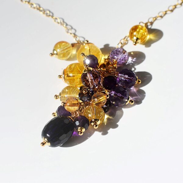 Amethyst + Citrine Charm Necklace with Pendant 16" - 18" - Image 7