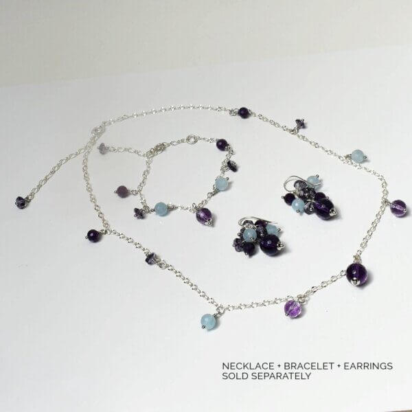Amethyst + Aquamarine Charm Bracelet 6" - 7" Adjustable - Image 8
