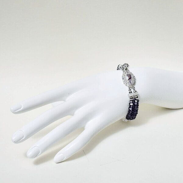 Amethyst + Clear Quartz Bracelet 6 1/2" - Image 3