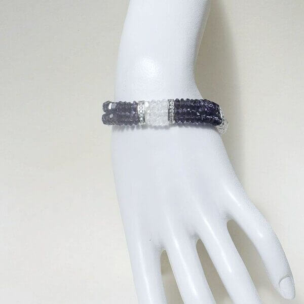 Amethyst + Clear Quartz Bracelet 6 1/2" - Image 4