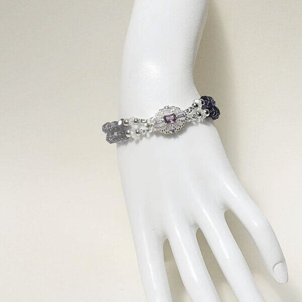 Amethyst + Clear Quartz Bracelet 6 1/2" - Image 5