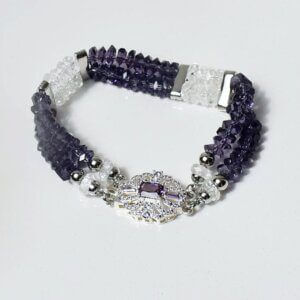 Amethyst + Clear Quartz Bracelet 6 1/2"