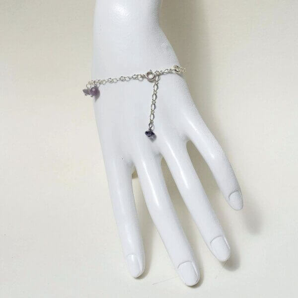 Amethyst + Aquamarine Charm Bracelet 6" - 7" Adjustable - Image 7