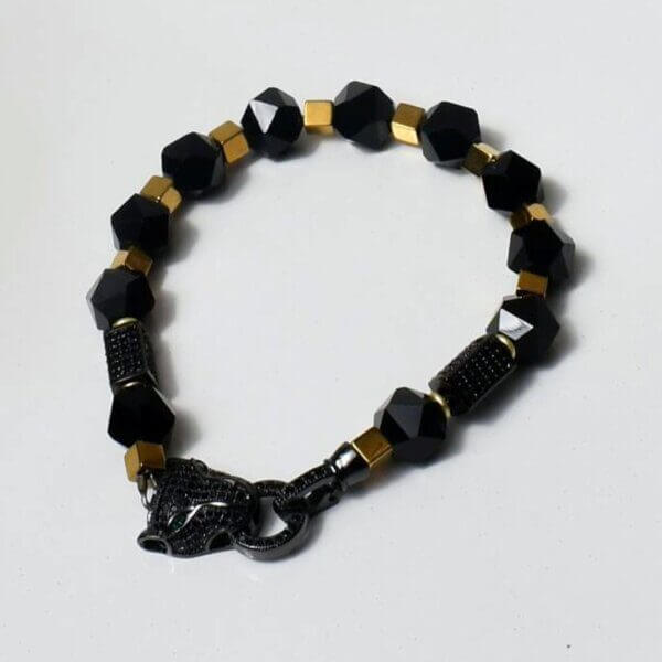 Black Onyx + Hematite Bracelet 7 1/2" Length - Image 8