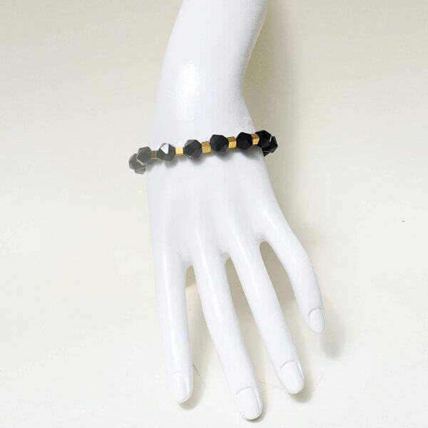 Black Onyx + Hematite Bracelet 7 1/2" Length - Image 7