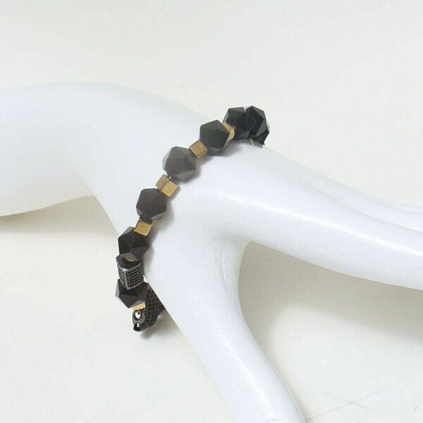 Black Onyx + Hematite Bracelet 7 1/2" Length - Image 2
