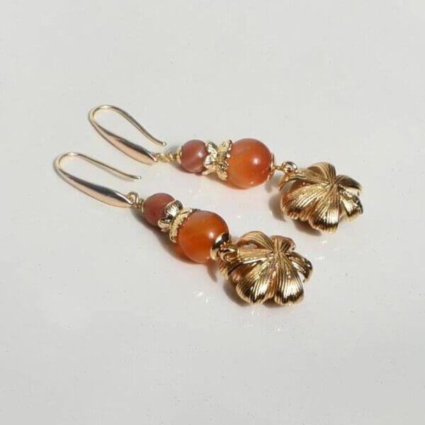 Carnelian Agate Dangle Earrings 2" Drop - Image 8