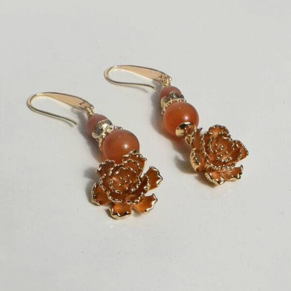 Carnelian Agate Dangle Earrings 2" Drop - Image 6