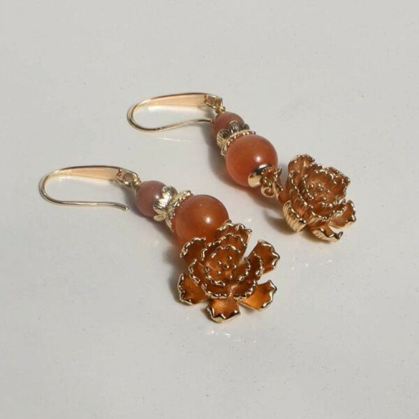 Carnelian Agate Dangle Earrings 2" Drop - Image 5