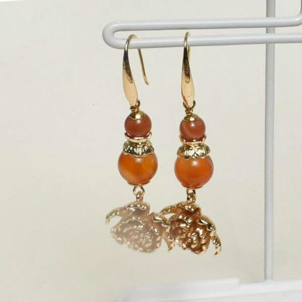 Carnelian Agate Dangle Earrings 2" Drop - Image 2