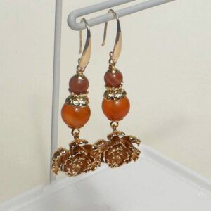 Carnelian Agate Dangle Earrings 2" Drop