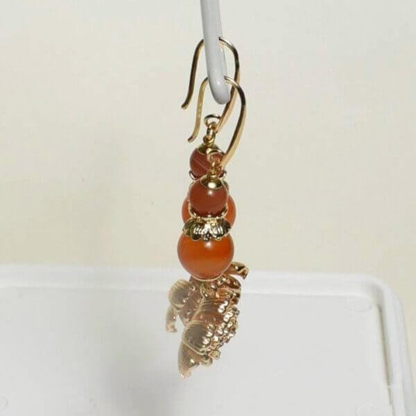 Carnelian Agate Dangle Earrings 2" Drop - Image 3
