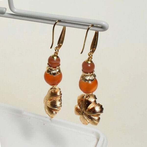 Carnelian Agate Dangle Earrings 2" Drop - Image 4