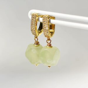 Green Jade Dangle Earrings 1/2" Drop