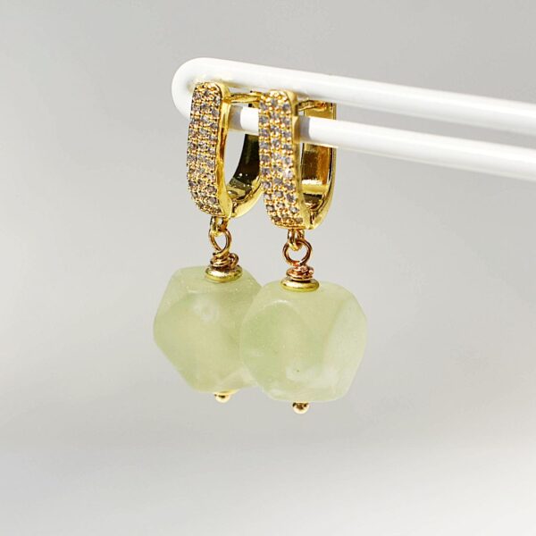 Green Jade Dangle Earrings 1/2" Drop