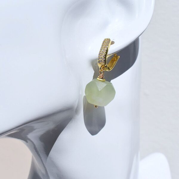 Green Jade Dangle Earrings 1/2" Drop - Image 7